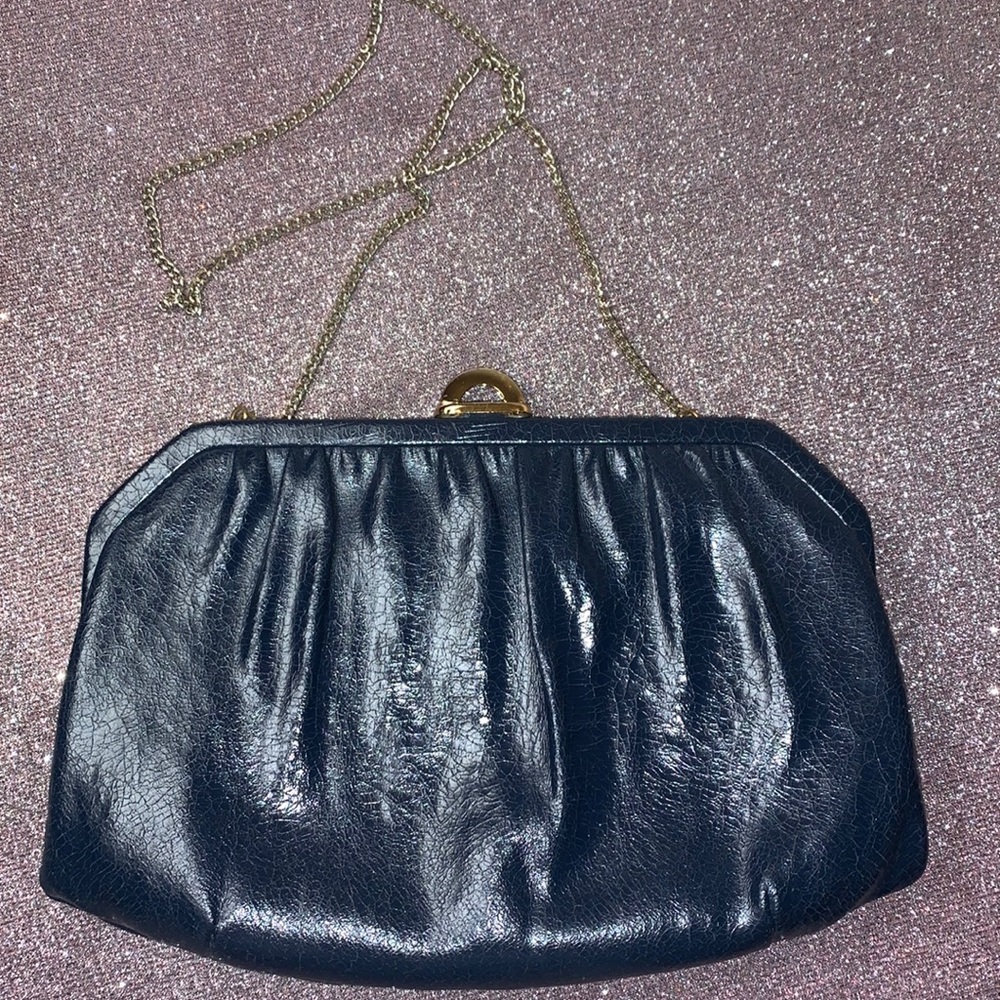 Mardane 50’s Navy Blue Leather‎ Top Strap Handle Bag